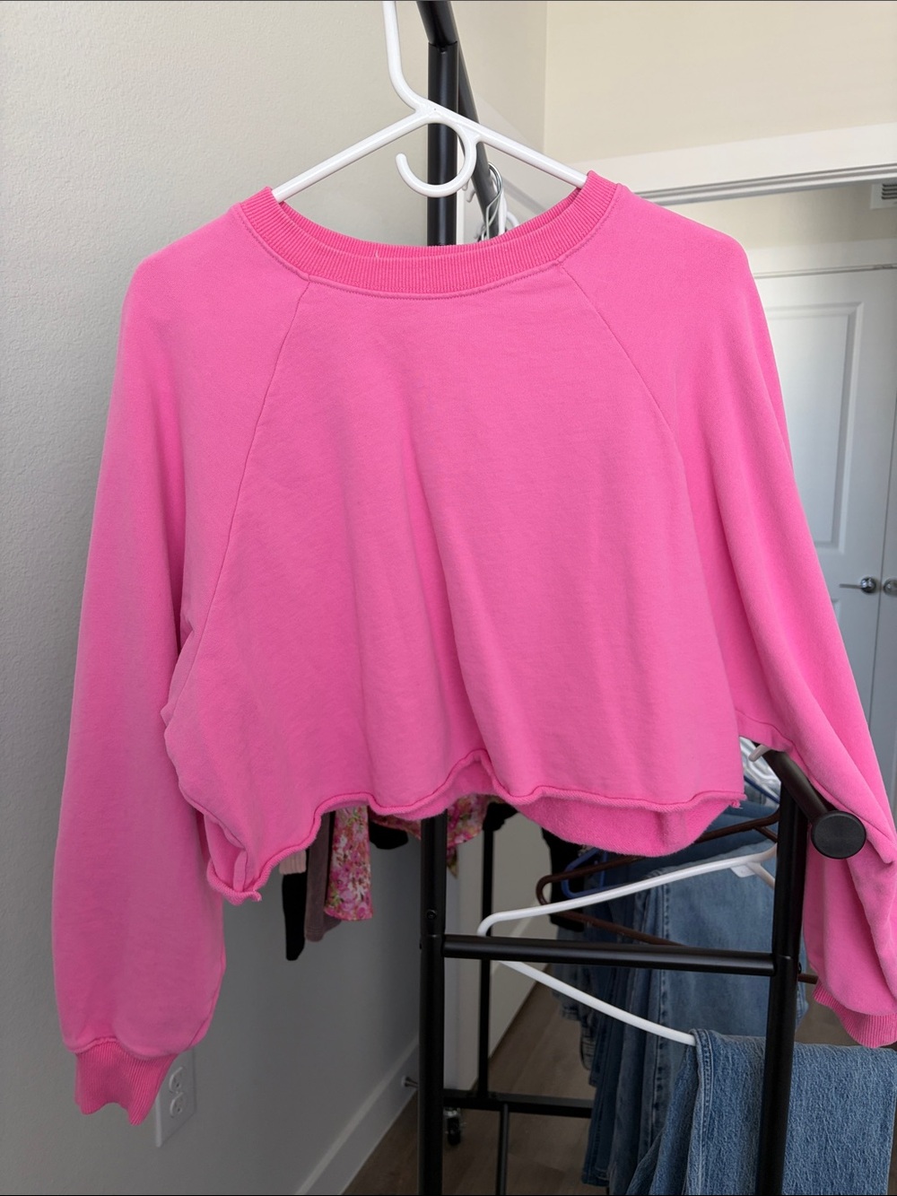 Malibu Hot Pink Cropped Crewneck Sweatshirt